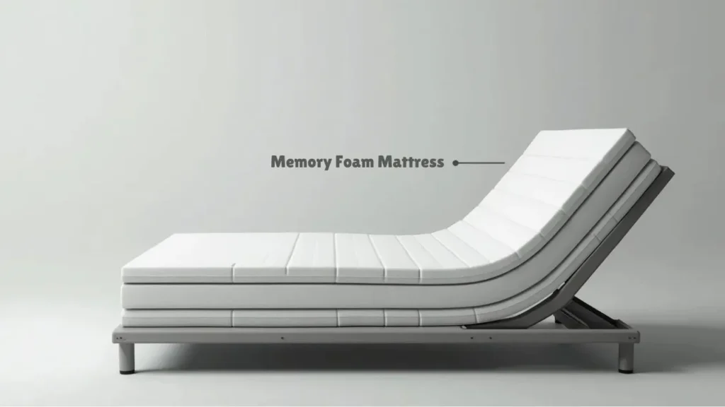 A flexible memory foam mattress on an adjustable base