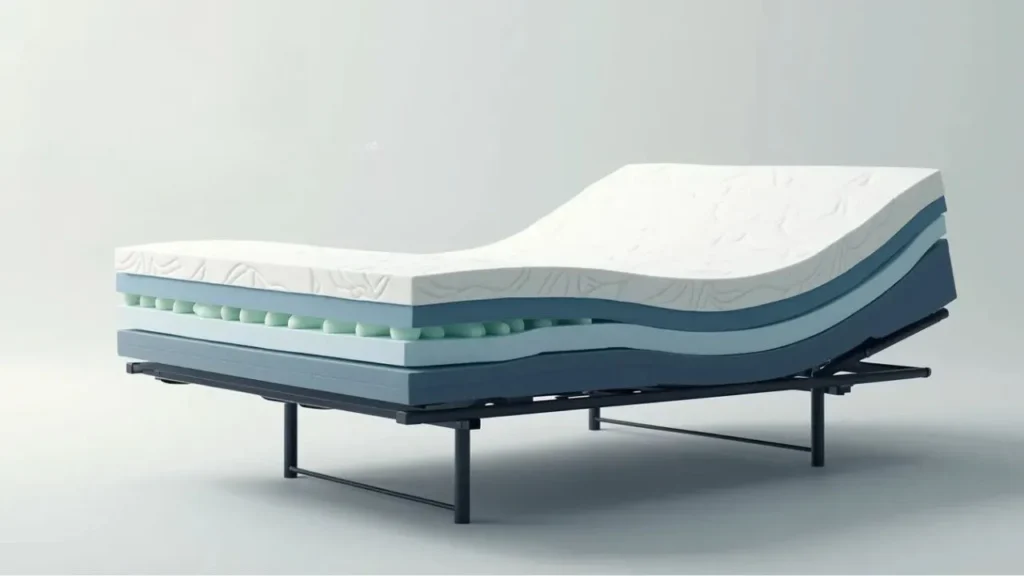 A hybrid mattress on an adjustable base