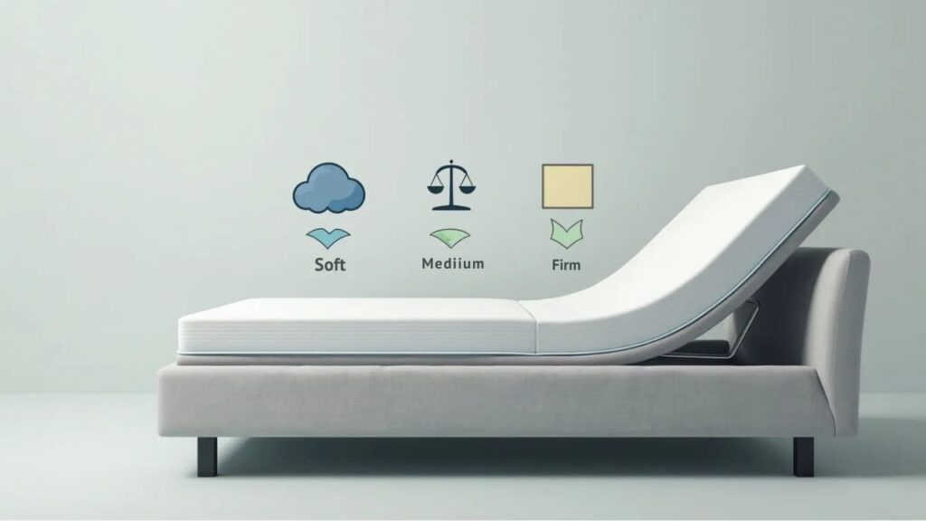 A mattress representing different firmness levels