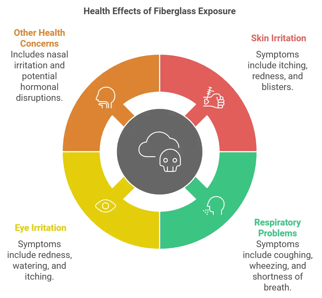 What health risks can be caused by exposure to fiberglass in mattresses