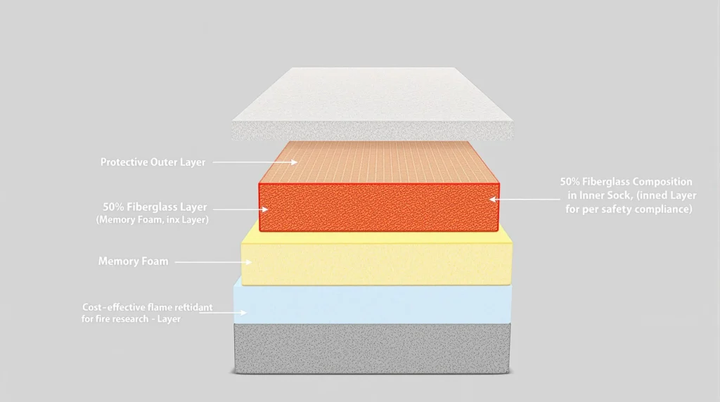 Some mattress covers contain over 50% fiberglass